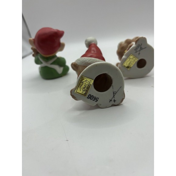 Set Of 4 Homco Christmas Figurines Bears, Elf - Picture 10 of 11
